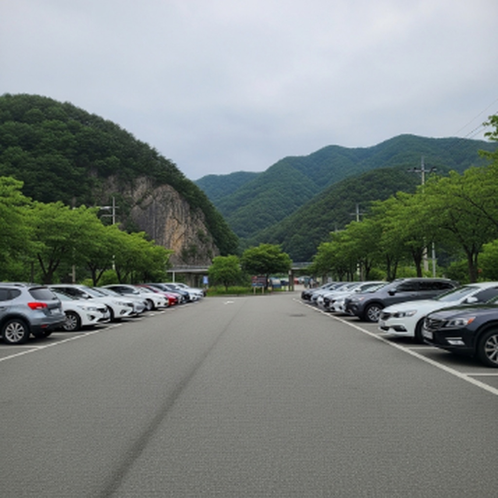 울진 성류굴 앞 하천변 무료 주차장 및 관광지 주차 시설