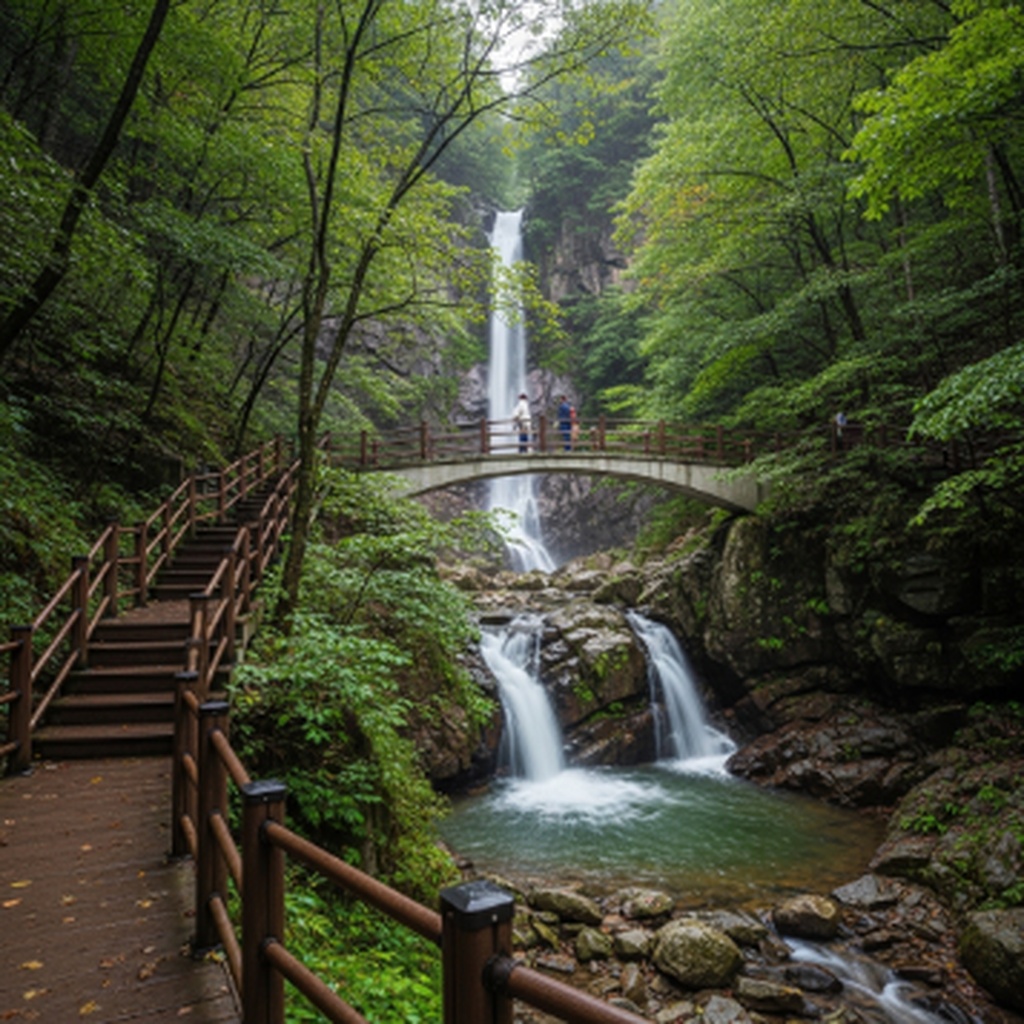 순창 강천산 군립공원 구름다리 및 병풍폭포 맨발 걷기 코스