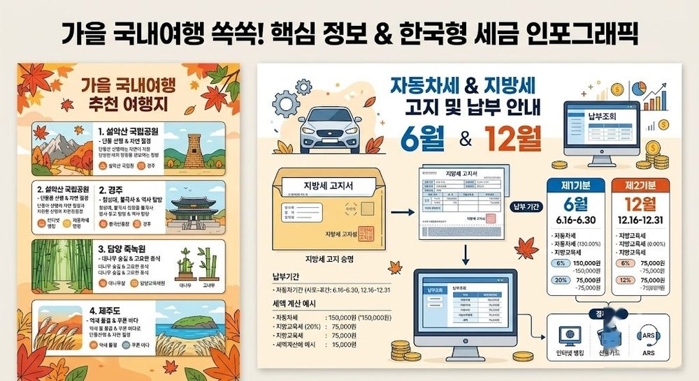 가을 국내여행지 추천 베스트 3, 당일치기 1박2일 완벽 코스