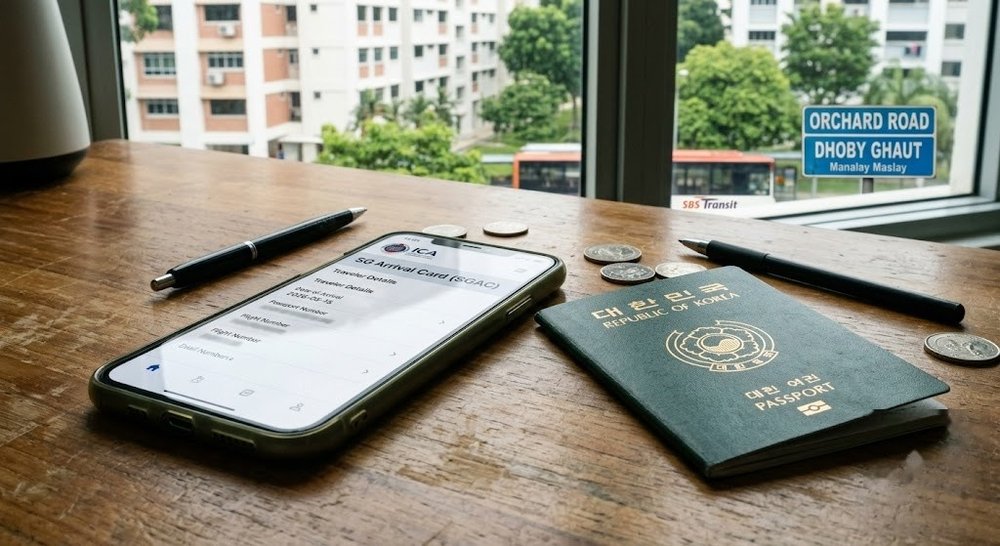 스마트폰으로 작성하는 SG Arrival Card 화면