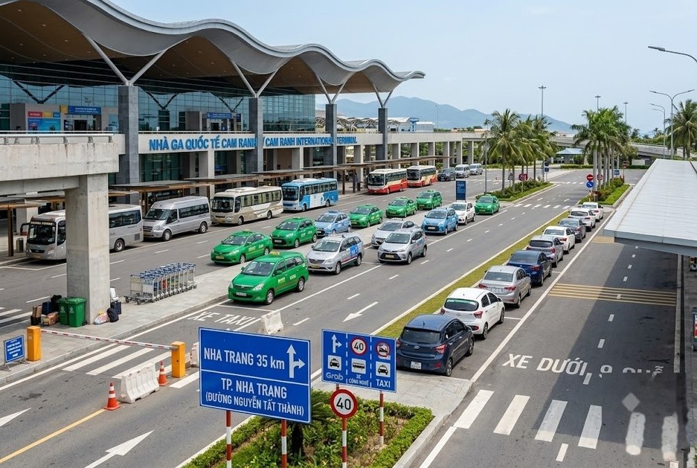 깜란공항 택시·그랩 픽업 대기 구역
