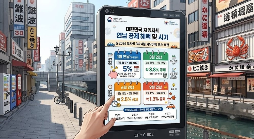 오사카 3박4일 자유여행 코스 연납 공제 시기 인포그래픽