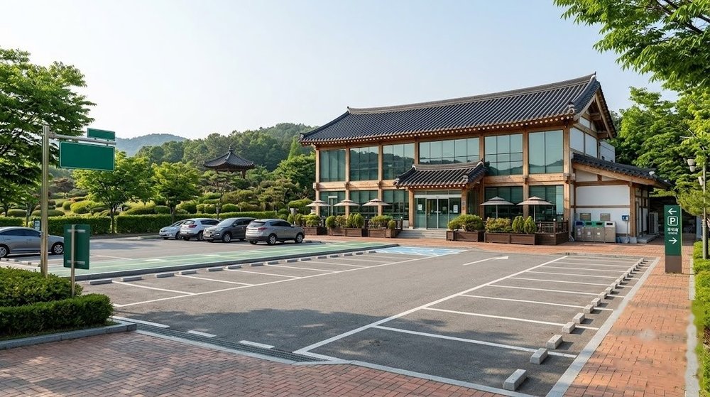 순천만 근처 맛집 넓은 주차장 전경