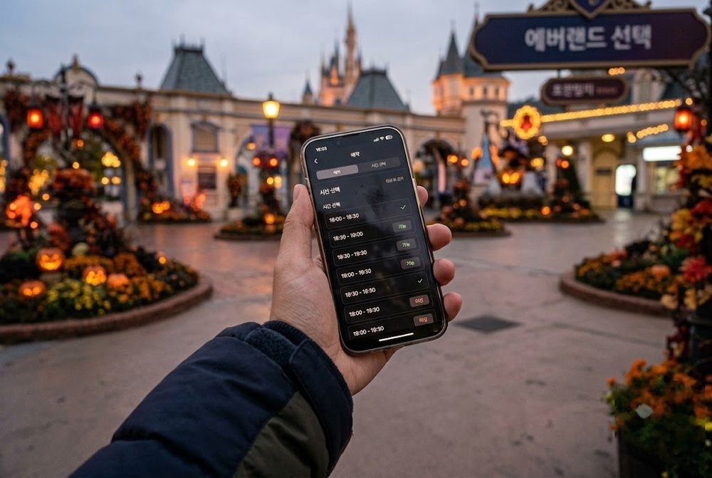 에버랜드 호러메이즈 모바일 앱 예약 화면